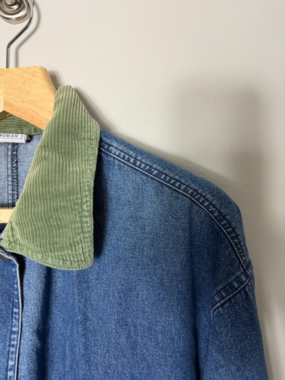 Vintage Janzten Denim Chore Coat Jean Barn Jacket Corduroy Cuffs Collar XL - Picture 2 of 10